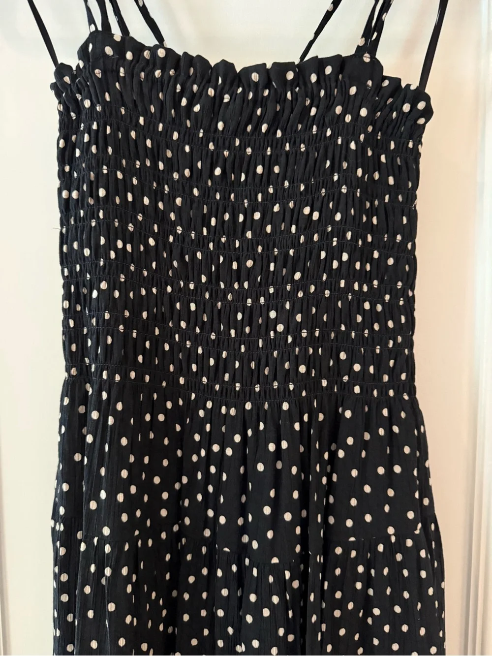 Abercrombie Black Polka Dot Tiered Maxi Dress - Classic Summer Style